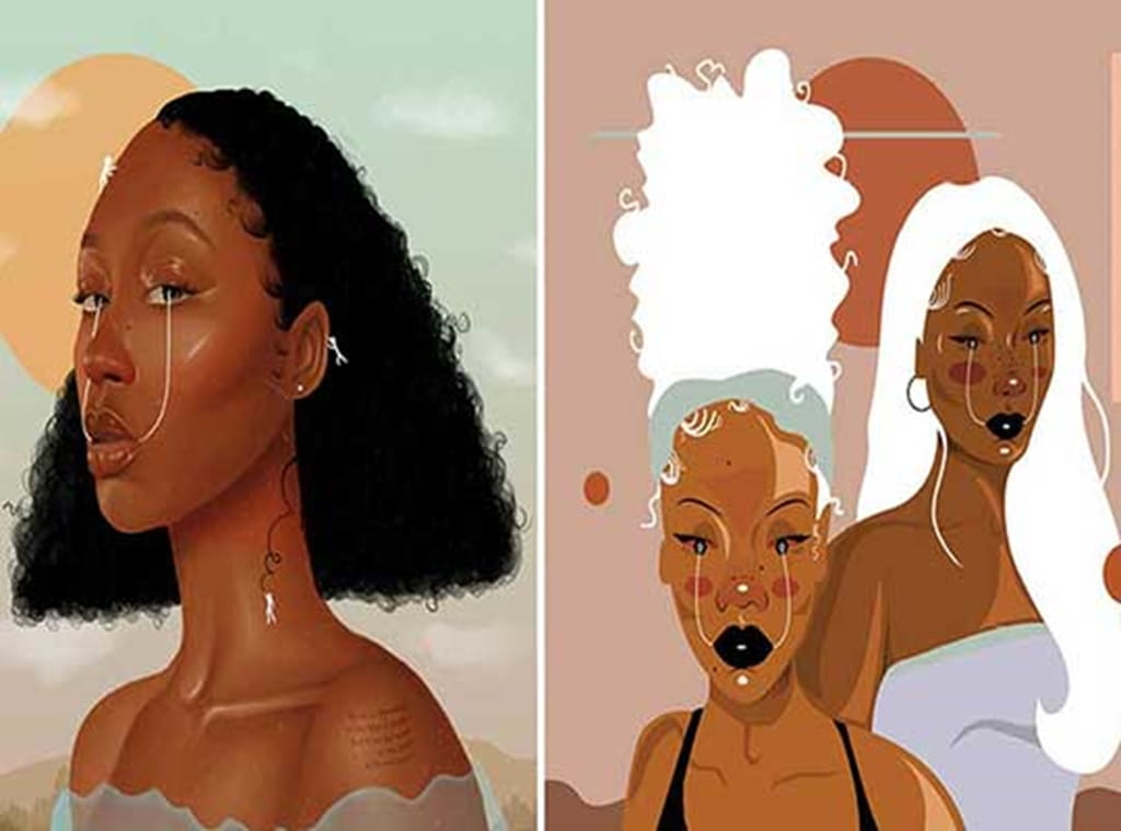 Two portraits by artist Alexis Eke