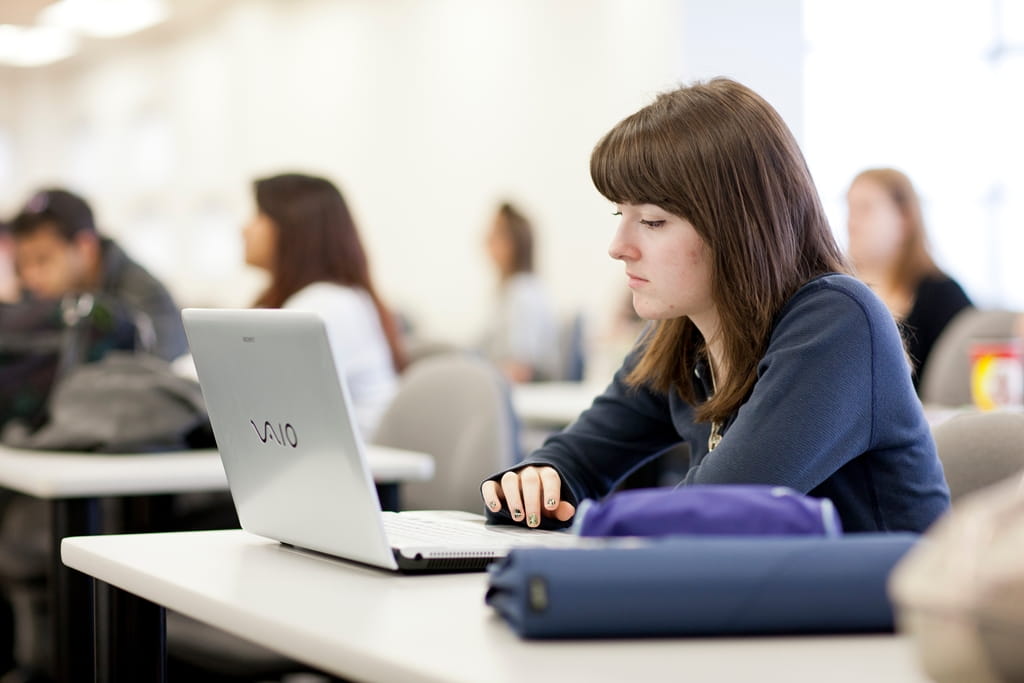 Person working on a laptop
