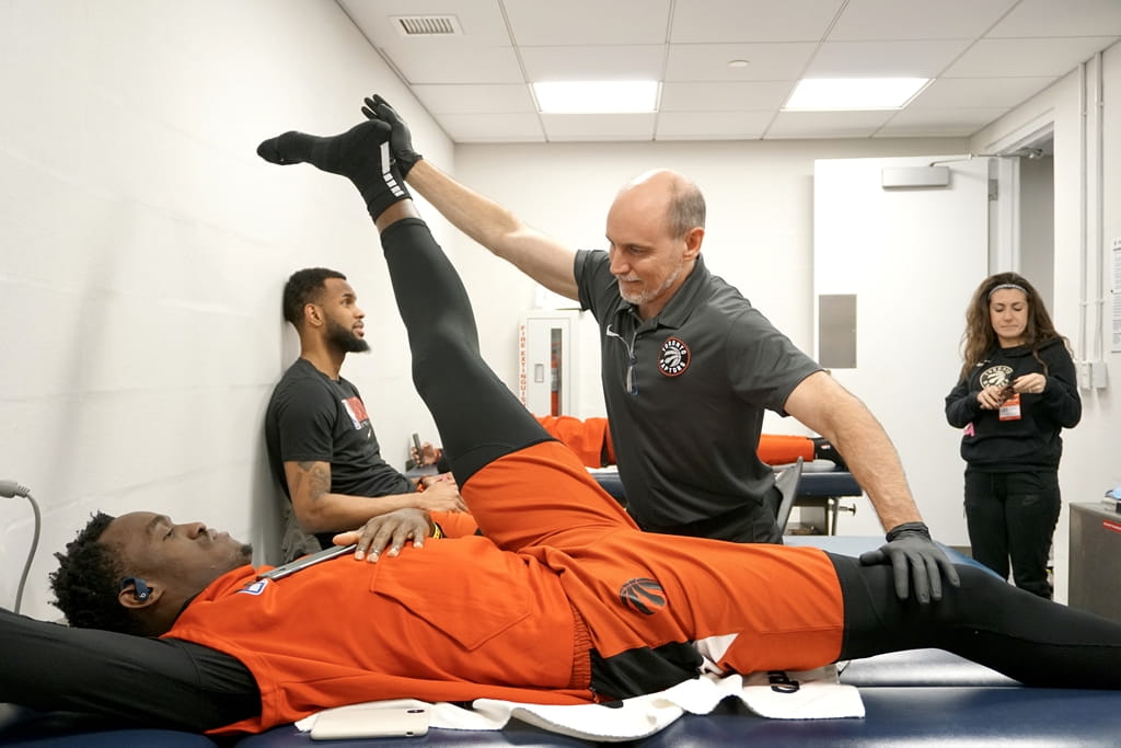 Stretching athlete
