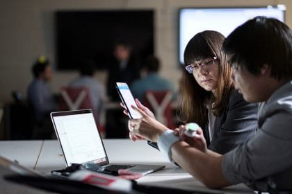 students in an applied computing class