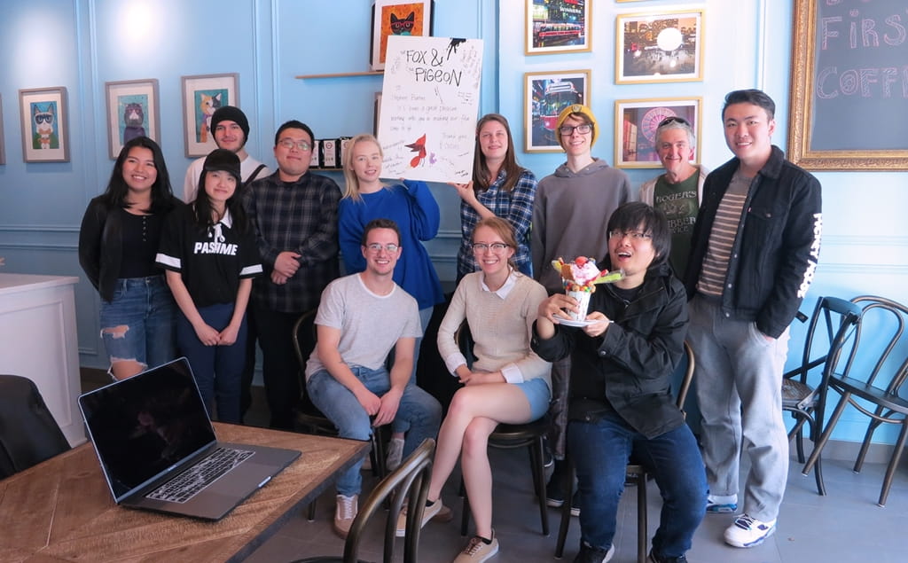 The Fox & The Pigeon creators and Annie Award Winning students and their faculty mentor, Stephen Barnes