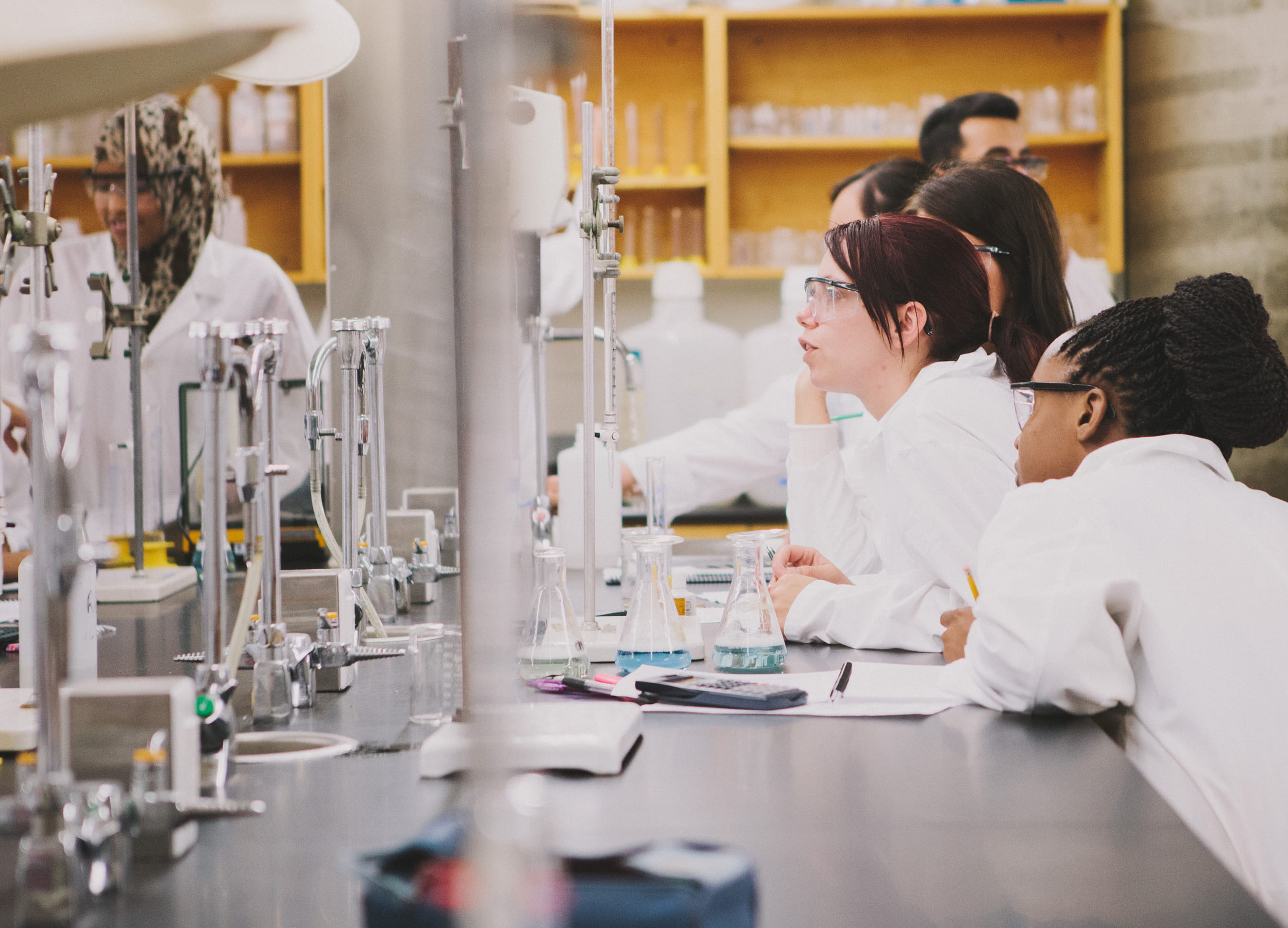 Chemical engineering students in a laboratory