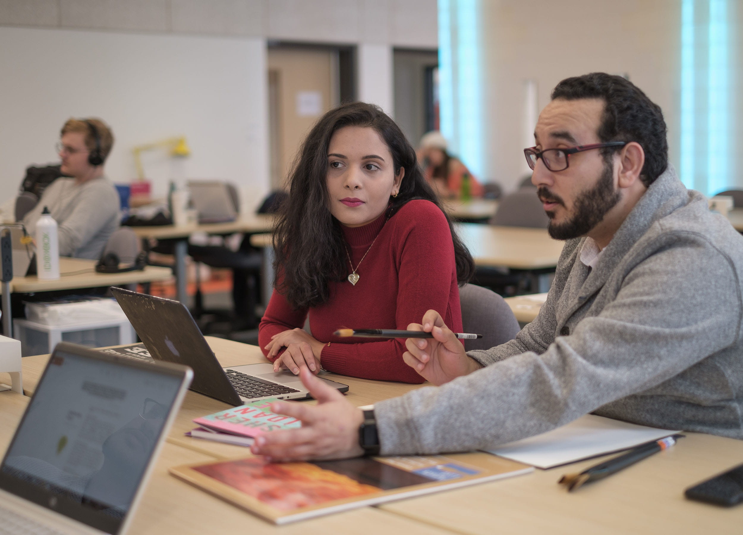 Students collaborating in a classroom