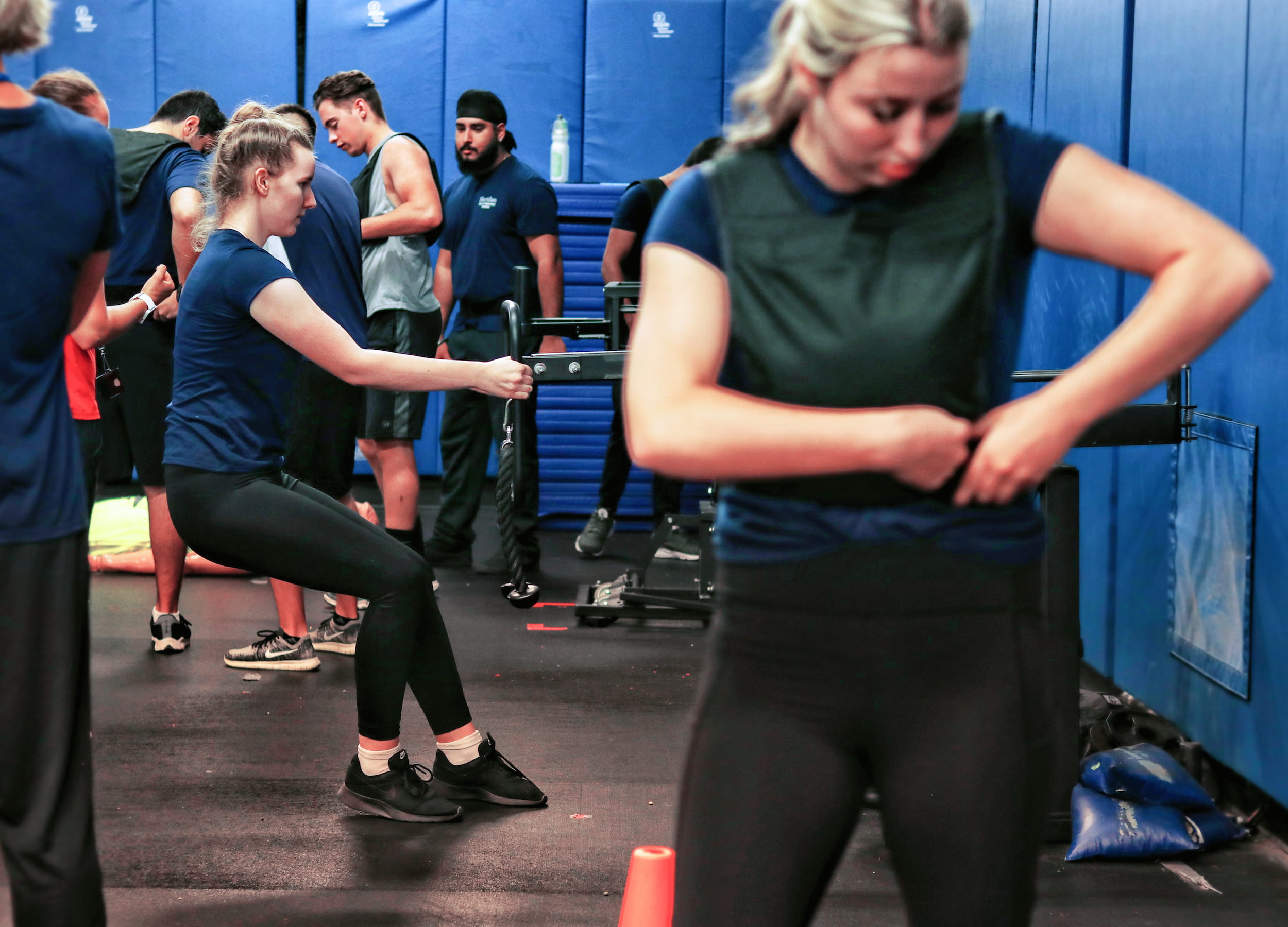 Police foundations students exercise in their training facility.